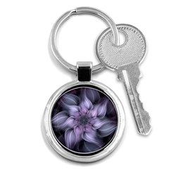 Fractal Flower Lavender Art Key Chain (round) by Pakrebo