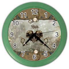 Awesome Mechanical Skull Color Wall Clock by FantasyWorld7