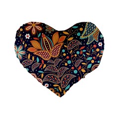 Paisley Standard 16  Premium Flano Heart Shape Cushions by Sobalvarro