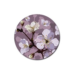 Peach Blossom Seamless Pattern Vector Rubber Coaster (round)  by Sobalvarro