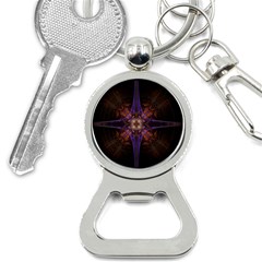 Fractal Cross Blue Geometric Bottle Opener Key Chain by Pakrebo