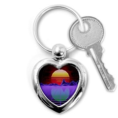 Synthwave Retrowave Synth Key Chain (heart) by Pakrebo