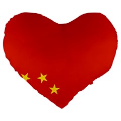 Chinese Flag Flag Of China Large 19  Premium Flano Heart Shape Cushions by FlagGallery