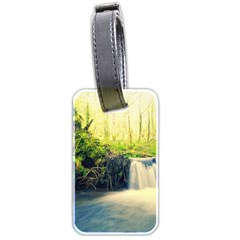 Waterfall River Nature Forest Luggage Tag (two Sides) by Pakrebo