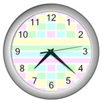 Geometric Pastel Wall Clock (Silver) Front