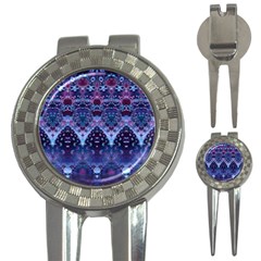 Blue Elegance Elaborate Fractal Fashion 3-in-1 Golf Divots by KirstenStar