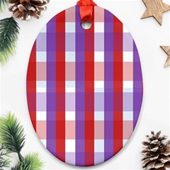 Gingham Pattern Line Oval Ornament (two Sides) by HermanTelo