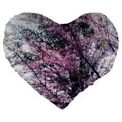 Ohio Redbud Large 19  Premium Flano Heart Shape Cushions by Riverwoman