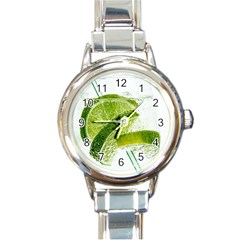 Lime Club Soda Drink Cocktail Round Italian Charm Watch by Pakrebo