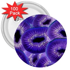 Sliced Kiwi Fruits Purple 3  Buttons (100 Pack)  by Pakrebo