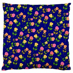 Flowers Roses Blue Large Flano Cushion Case (one Side) by Bajindul