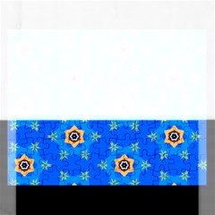 Pattern Backgrounds Blue Star Rectangular Jigsaw Puzzl by HermanTelo