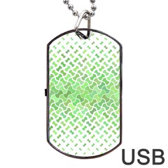 Green Pattern Curved Puzzle Dog Tag Usb Flash (one Side) by HermanTelo