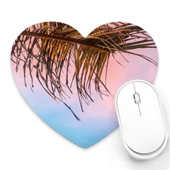 Two Green Palm Leaves On Low Angle Photo Heart Mousepads by Pakrebo