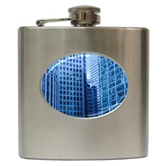 City Blue Building Construction Hip Flask (6 Oz) by Pakrebo