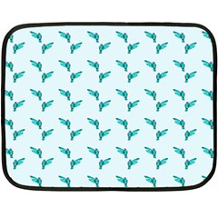 Blue Parrot Pattern Yellow Plaid Flannel Double Sided Fleece Blanket (mini)  by snowwhitegirl