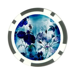 Wonderful Blue Flowers Poker Chip Card Guard by FantasyWorld7