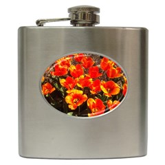 Orange Tulips At The Commons Hip Flask (6 Oz) by Riverwoman