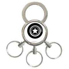 Star Black Button 3-ring Key Chain by Pakrebo