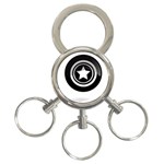 Star Black Button 3-Ring Key Chain Front