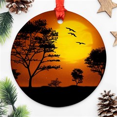 Digital Art Landscape Trees Artwork Ornament (round) by Wegoenart