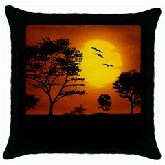 Digital Art Landscape Trees Artwork Throw Pillow Case (black) by Wegoenart