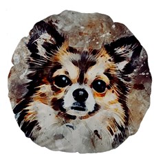 Chihuahua Dog Cute Pets Small Large 18  Premium Flano Round Cushions by Wegoenart