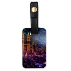 City Lights Skyline Buildings Luggage Tag (one Side) by Wegoenart