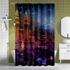 City Lights Skyline Buildings Shower Curtain 48  X 72  (small)  by Wegoenart