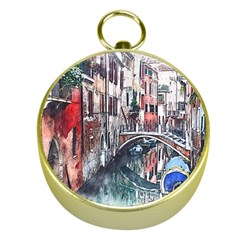 Venice Water Laguna Italy Gold Compasses by Wegoenart