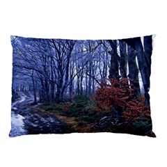 Forest Beeches Way Winter Snow Pillow Case by Wegoenart