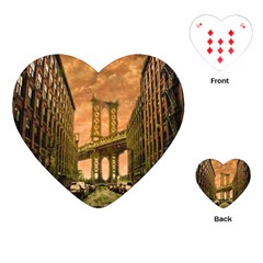 Architecture Buildings City Bridge Playing Cards Single Design (heart) by Wegoenart