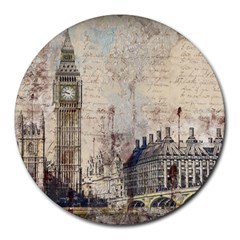 London Westminster Bridge Building Round Mousepads by Wegoenart