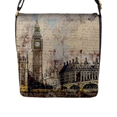 London Westminster Bridge Building Flap Closure Messenger Bag (l) by Wegoenart