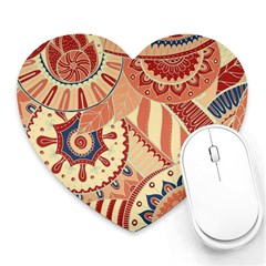 Pop Art Paisley Flowers Ornaments Multicolored 4 Heart Mousepads by EDDArt