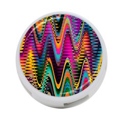 Multicolored Wave Distortion Zigzag Chevrons 2 Background Color Solid Black 4-port Usb Hub (two Sides) by EDDArt