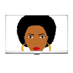 African American Woman With ?urly Hair Business Card Holder by bumblebamboo