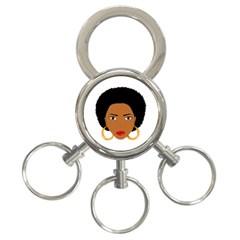 African American Woman With ?urly Hair 3-ring Key Chain by bumblebamboo