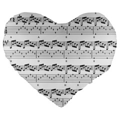 Notes Lines Music Large 19  Premium Flano Heart Shape Cushions by Mariart