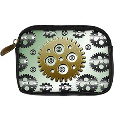 Gear Background Sprocket Digital Camera Leather Case by HermanTelo