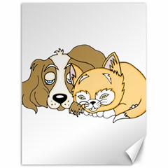 Dog And Kitten Nap Canvas 12  X 16  (unframed) by retrotoomoderndesigns