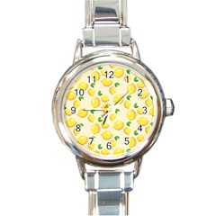 Fruits Template Lemons Yellow Round Italian Charm Watch by Pakrebo