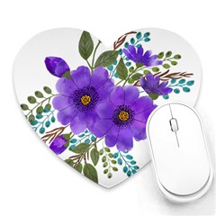 Watercolour Flowers Spring Floral Heart Mousepads by Pakrebo