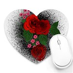 Watercolour Flowers Watercolor Roses Heart Mousepads Front