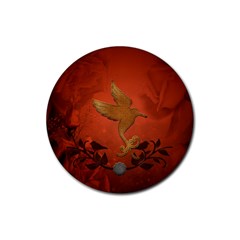 Elegant Decorative Bird Rubber Round Coaster (4 Pack)  by FantasyWorld7