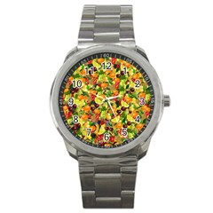 Background Pattern Structure Fruit Sport Metal Watch by Pakrebo