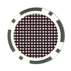 White Flower Pattern On Pink Black Poker Chip Card Guard by BrightVibesDesign