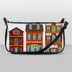 City Buildings Brick Architecture Shoulder Clutch Bag by Simbadda