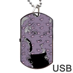 Wide Eyed Girl Grey Lilac Dog Tag Usb Flash (one Side) by snowwhitegirl