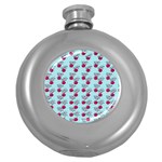 Cherries An Bats Aqua Round Hip Flask (5 oz) Front